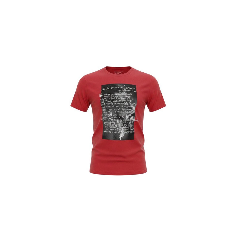 2Pac Graphic T-Shirt Mens Large Red New In The Depths Of Solitude Poem Rue21